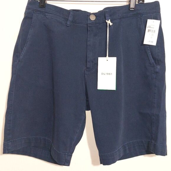 NWT DL1961 Men's Designer Light Flat Front Jake Chino Shorts Deep Blue Size 35 - Picture 5 of 15